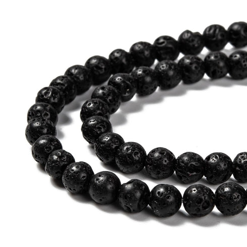 Lava Beads Black Round Beads 6mm